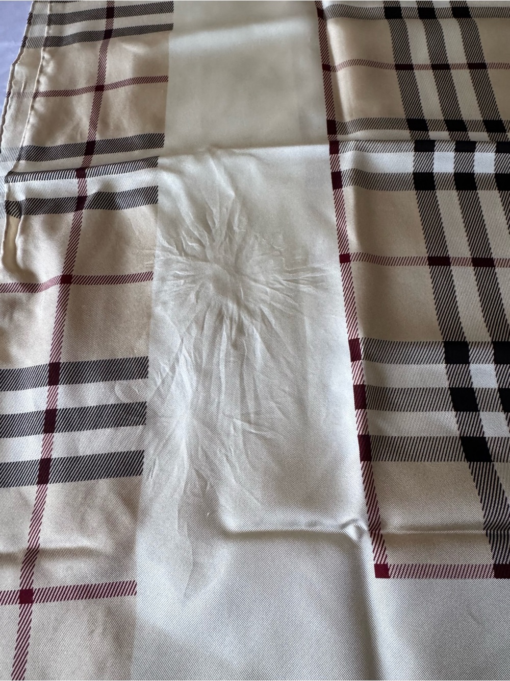 Burberry Beige Plaid Silk Square Scarf - Picture 16 of 16